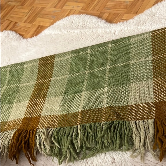 Green and Brown Plaid Throw Blanket - Picture 3 of 3